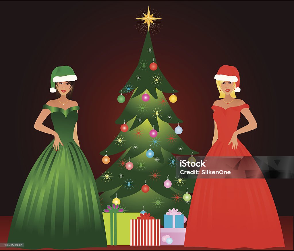 Les reines de la soirée de Noël - clipart vectoriel de Adulte libre de droits