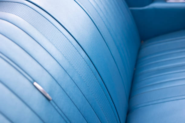 classic car blue leather seats classic car blue leather seats fake leather stock pictures, royalty-free photos & images