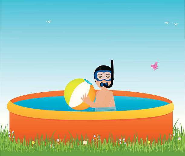 illustrations, cliparts, dessins animés et icônes de amusement à la piscine - beach ball swimming pool ball child