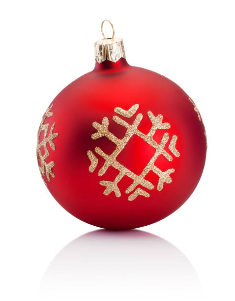 istock Christmas red decoration bauble isolated on white background 1350612563