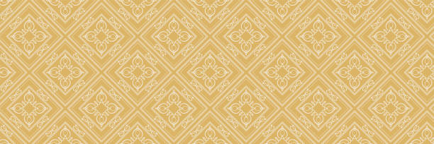 istock Background image in Asian style with geometric ornament on gold backdrop for your design. Seamless background for wallpaper, textures. Vector illustration. 1350615857