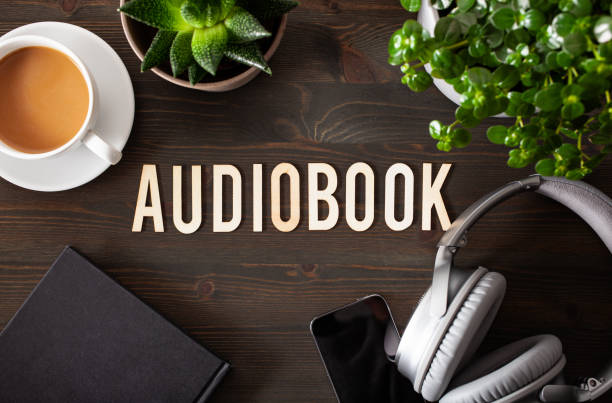 istock audiobook word text concept modern wireless headphones smartphone 1350617295