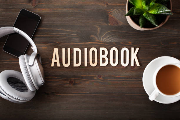 istock audiobook word text concept modern wireless headphones smartphone 1350617334