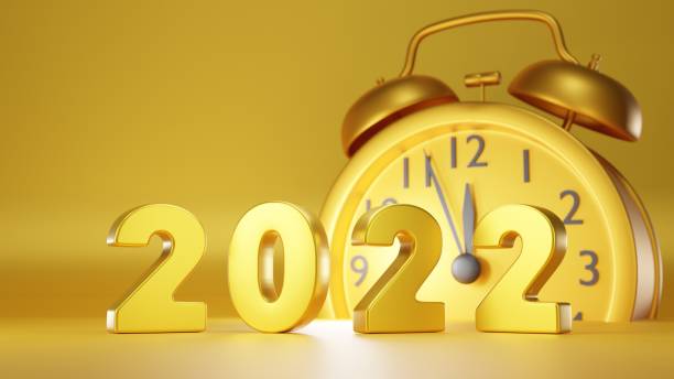 istock Clock counting to the happy new year 2022, 1350617534