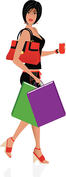 illustrations, cliparts, dessins animés et icônes de cabas - earring customer retail shopping