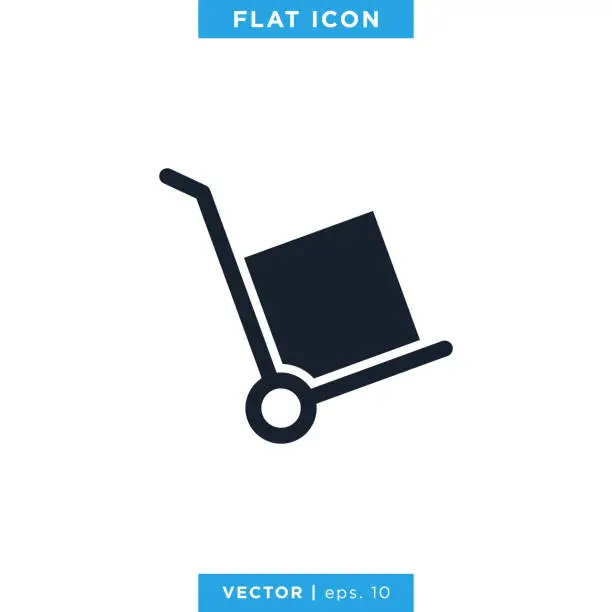 Vector illustration of Handcart icon vector stock illustration design template.