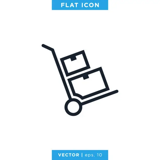 Vector illustration of Handcart icon vector stock illustration design template.