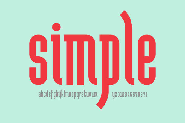 Simple modern condensed style font vector art illustration