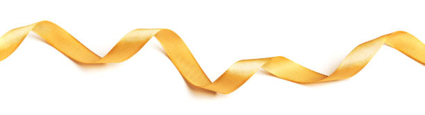 istock Wavy golden ribbon isolated on white background. 1350625071