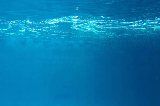 istock Summer. Texture of water surface. Underwater background. Waves effects. Blue underworld. Ocean, sea. Diving. Blue sea pool water. Bottom view. 1350626212