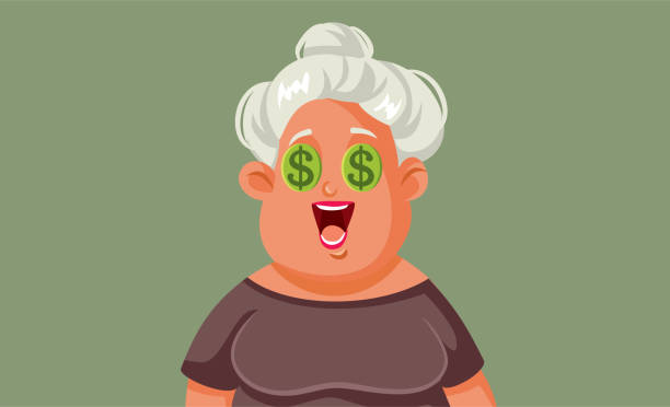 ilustrações, clipart, desenhos animados e ícones de mulher adulta de meia-idade pensando em desenho animado do vetor de dinheiro - compulsive gambling