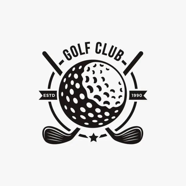 Vector illustration of Vintage badge emblem Golf club, golf tournament vector icon on white background