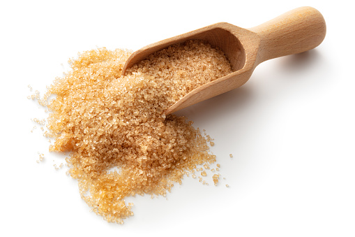 Seasoning: Turbinado Sugar Isolated on White Background