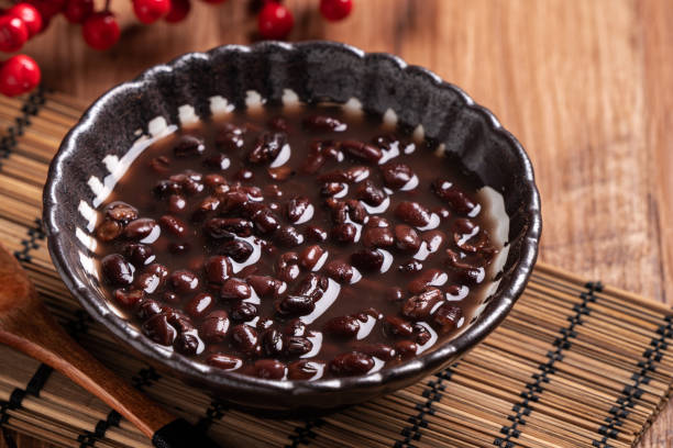 istock Adzuki red bean soup on wooden table background. 1350628434