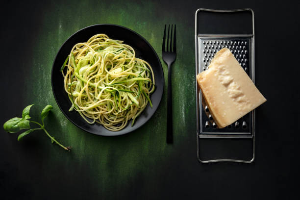 istock Italian Food: Spaghetti Pesto with Zucchini Still Life 1350628521