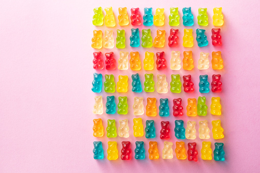 Candy: Gummy Bears on Pink Background