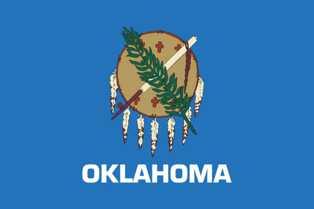 ilustraciones, imágenes clip art, dibujos animados e iconos de stock de bandera de oklahoma, ee.uu. - oklahoma tulsa map cartography