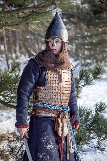 istock Viking warrior in a snow filled forest 1350634780