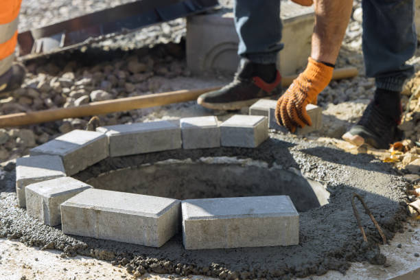 istock Sewerage construction with utility worker preparation for installing manhole sewage reconstruction 1350635622