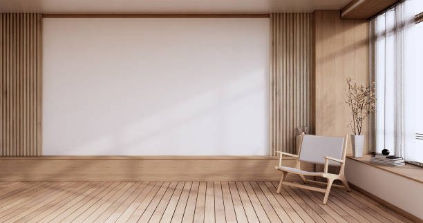 istock Empty room - white wall on wood floor interior and decorations plants. 3D rendering 1350637765
