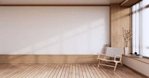 istock Empty room - white wall on wood floor interior and decorations plants. 3D rendering 1350637777