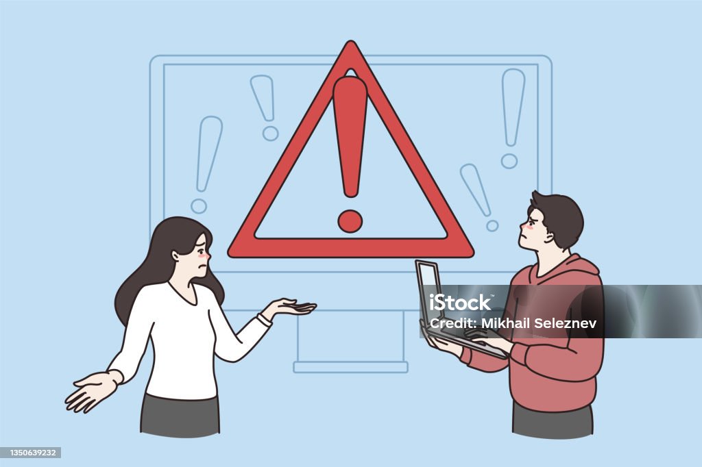 Computer Error Crying Distressed People Use Computer Have Error Notification Stock ...