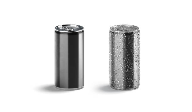 istock Blank black aluminum 280 ml soda can mockup set, front view 1350639540