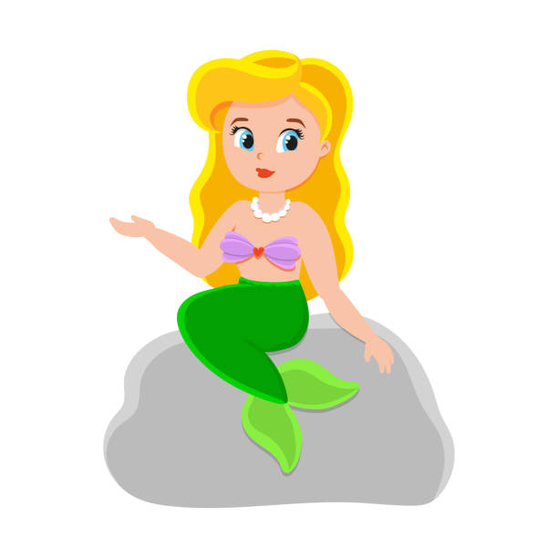 istock Cute character. Little mermaid. Colorful vector illustration. Cartoon style. Isolated on white background. Design element. 1350639635