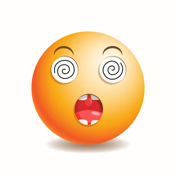 stockillustraties, clipart, cartoons en iconen met emoji emoticon lost with spirals in the eyes and open mouth - lost phone
