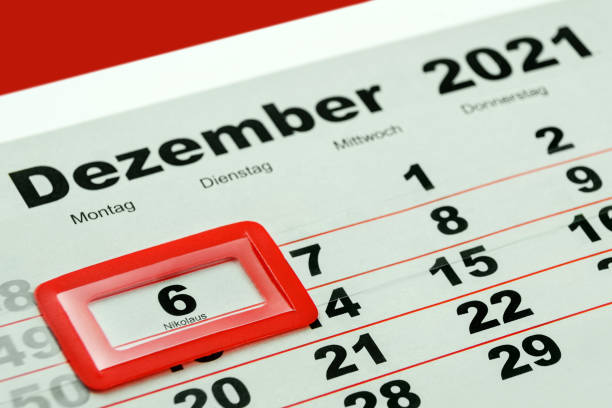 istock German calendar 2021 Monday December 6  St Nicholas' Day and weekdays 1350645655