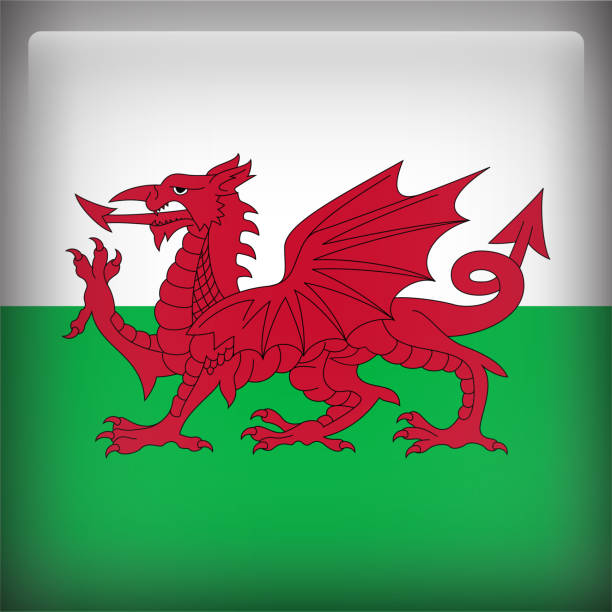 Wales Square Country Flag button Icon Square Country Flag button Icon series welsh flag stock illustrations