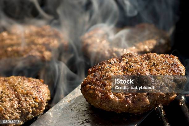 Hamburgers On The Barbecue Stock Photo - Download Image Now - Barbecue - Meal, Barbecue Grill, Beef