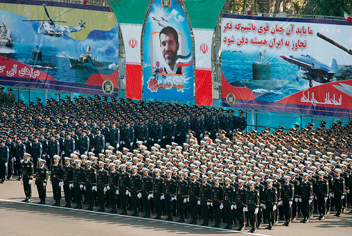 Officers of the Iranian army at a parade in Tehran - Iran.