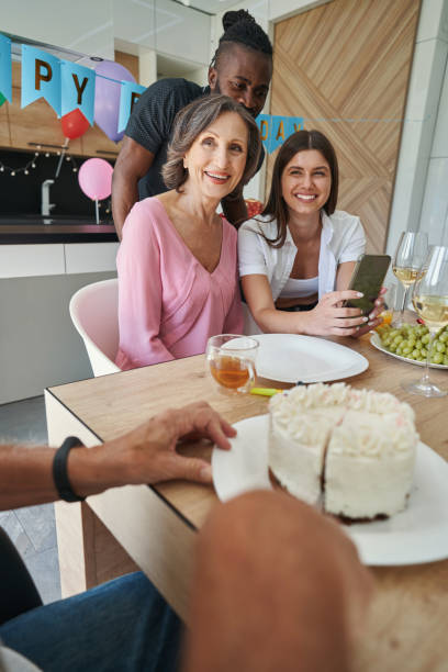 istock Family having dinner and happy time together 1350652778