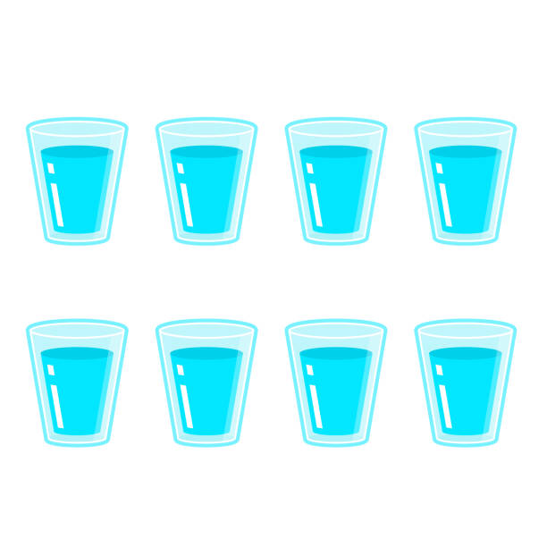 illustrazioni stock, clip art, cartoni animati e icone di tendenza di 8 icona dell'acqua di vetro - water glass glasses number 8