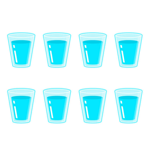 8 стеклянная иконка воды - water glass glasses number 8 stock illustrations