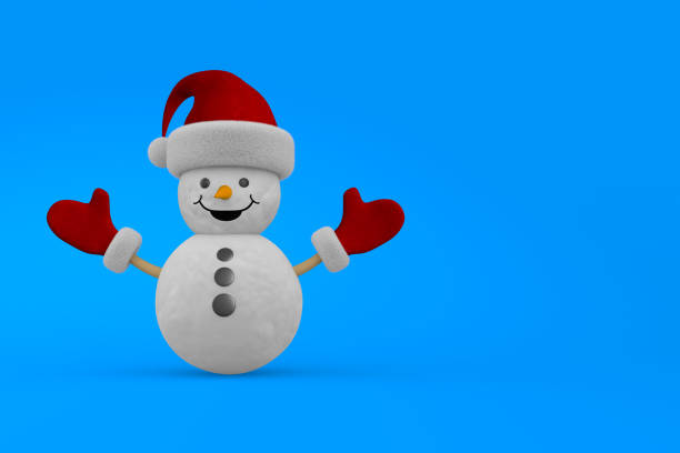 istock snowman on blue background. Isolated 3D illustration 1350657858