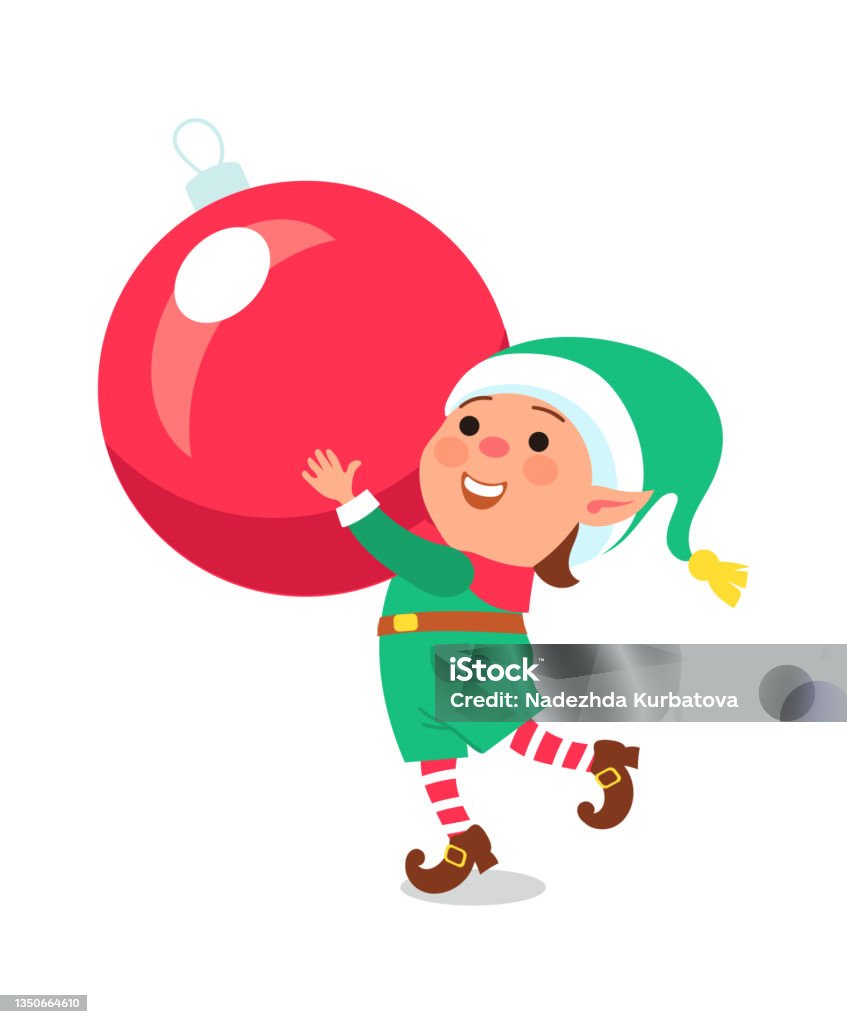 Christmas Elf Cartoon Funny Magical Creature Little Helper Of Santa Claus  Christmas Gnome Kids With Xmas Tree Decoration Dwarf Winter Holidays  Celebration Vector Flat Isolated Set Stock Illustration - Download Image  Now -