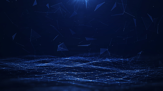Concepto de fondo abstracto de polígono interconectado con fondo azul oscuro. photo