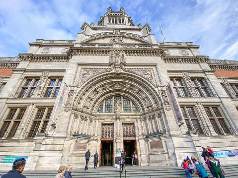 London, United Kingdom - October 24 2021: Victoria and Albert Museum, V & A in South Kensington exterior view.