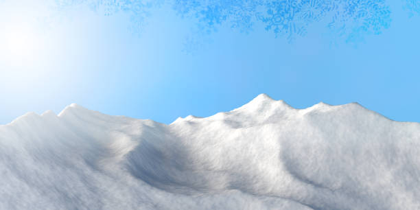 istock Abstract snowy mountain background with snowflakes. Copy space. 3D illustration. 1350668312