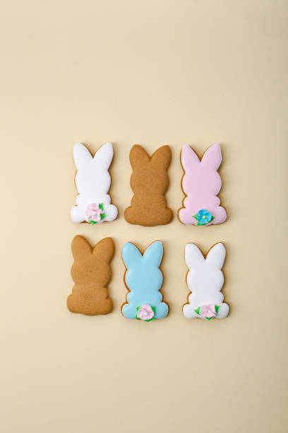 istock Easter concept bunny made of shortcrust on yellow surface 1350668419