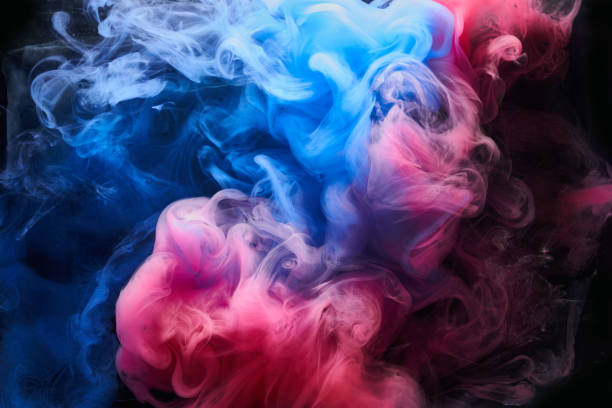 кальян красочные закрученные оружья дыма, абстрактный танцующий облачный фон, краска в воде - mixing стоковые фото и изображения