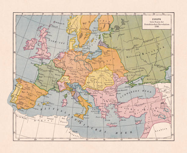 istock Map of Europe in 1789 (French Revolution), chromolithograph, published 1900 1350669383