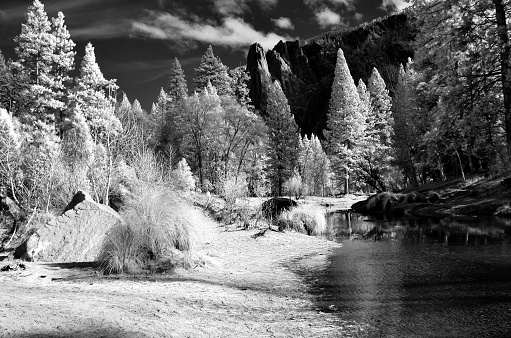 Infrared image of Merced River Yosemite Valley
