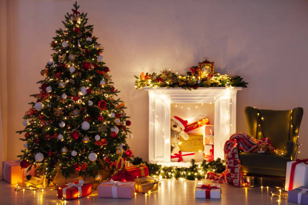 istock Christmas tree lights light garlands new year's eve presents 1350670163