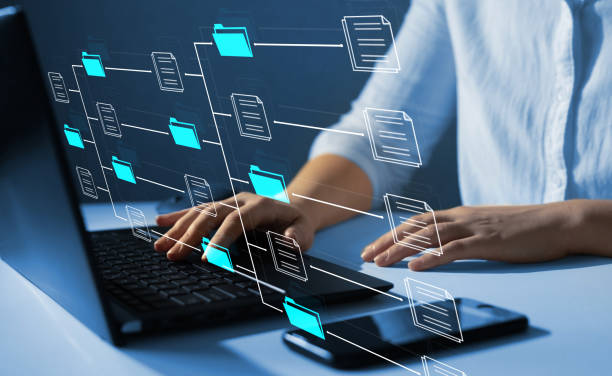 Document Management System (DMS). Automation software to archiving and efficiently manage and information files. Internet Technology Concept. Document Management System (DMS). Automation software to archiving and efficiently manage and information files. Internet Technology Concept operator system stock pictures, royalty-free photos & images