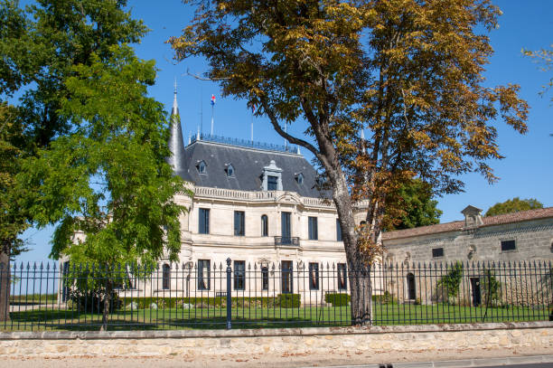 Chateau Palmer is a winery in the Margaux appellation d'origine contrôlée of the Bordeaux region of France stock photo