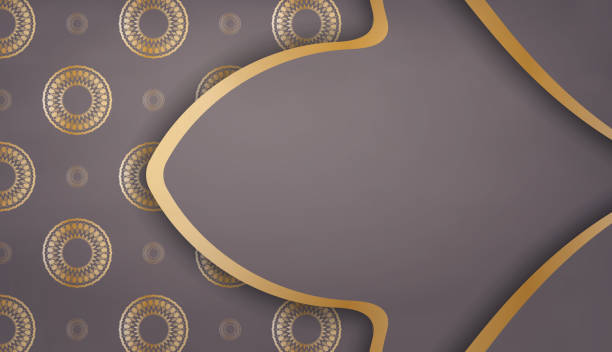 istock Brown banner template with vintage gold pattern and place for logo or text 1350673892