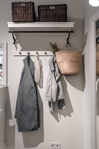 istock Place for outerwear in the hallway, home interior. 1350681516